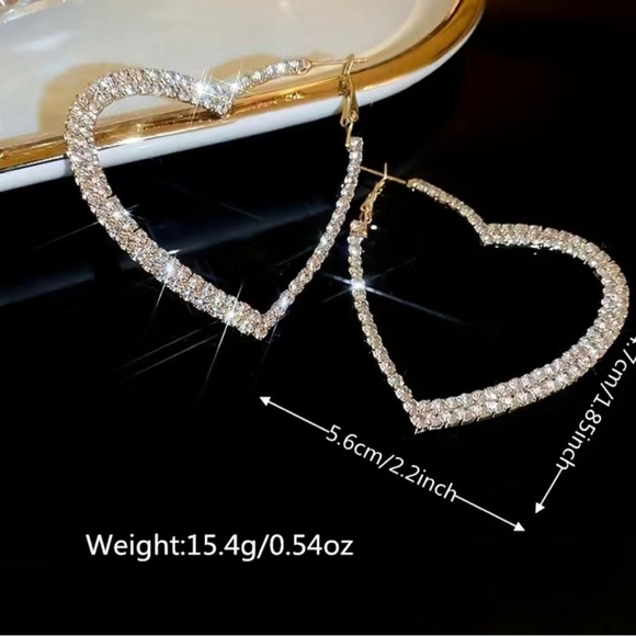 NanaMacs Rhinestone Heart Statement Earrings - Picture 7 of 15